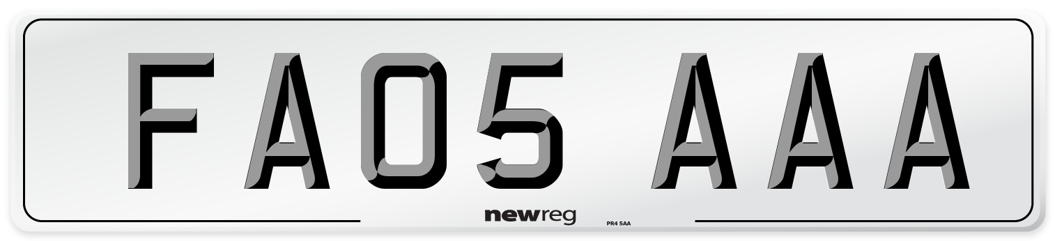 FA05 AAA Number Plate from New Reg
